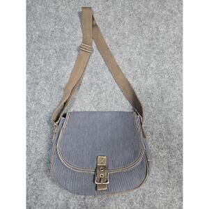Thirty-One Blue White Striped Canvas Crossbody Bag Adjustable Strap Purse Small